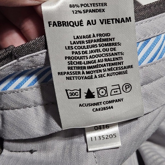 Footjoy Pants Mens Sz‎ 38 Taupe Flat Front Stretch Performance Straight Unhemmed - Picture 11 of 11